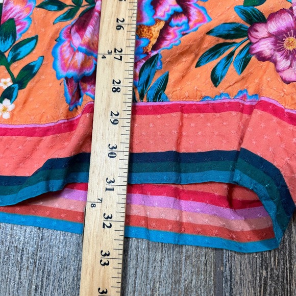 FARM Rio for‎ Anthropologie Orange Floral Kimono Sleeve Romper Shorts Size S - Picture 7 of 10